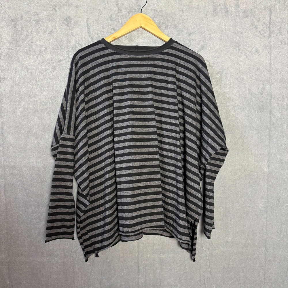 Planet by Lauren G Pima Cotton Striped Luxury Boxy Tee One size fits all Top